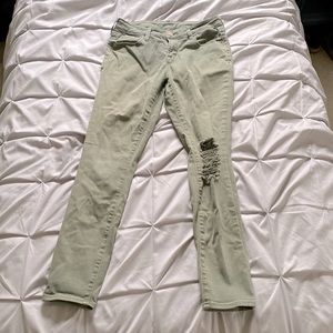 Old Navy Rockstar Army Green Mid-Rise Distressed Jeans - Good Condition